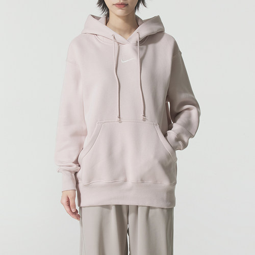 NIKE耐克粉色连帽卫衣女装25秋季新款加绒运动服休闲套头衫DQ5861