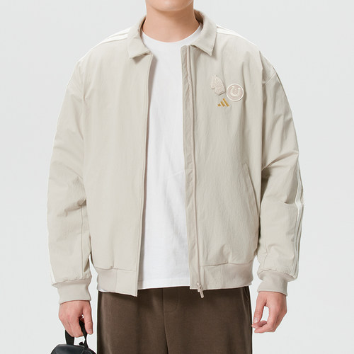阿迪达斯加绒外套男2026马年新年款运动服宽松休闲立领夹克KE4058