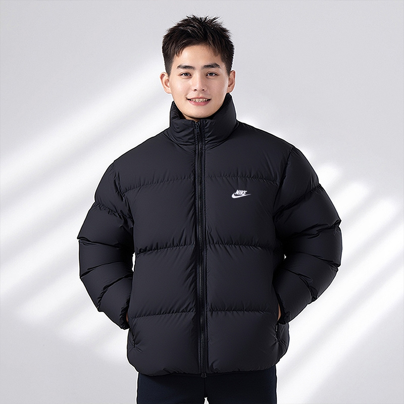 NIKE耐克正品短款羽绒服男装秋季新款男士黑色立领保暖夹克IB2976