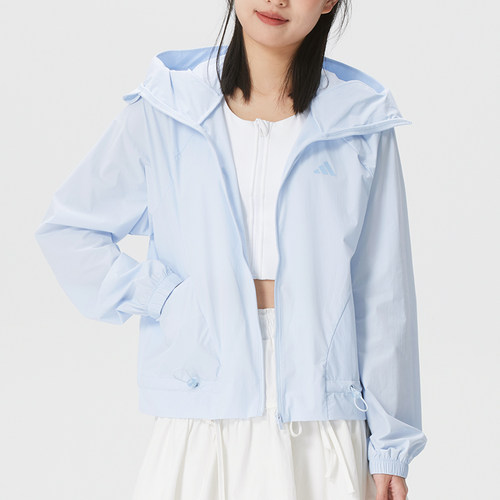 阿迪达斯女装梭织连帽夹克外套