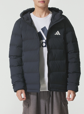 阿迪达斯羽绒服男装25冬季新款保暖连帽羽绒外套休闲运动服KH3993