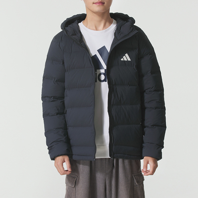 阿迪达斯羽绒服男装25冬季新款保暖连帽羽绒外套休闲运动服KH3993