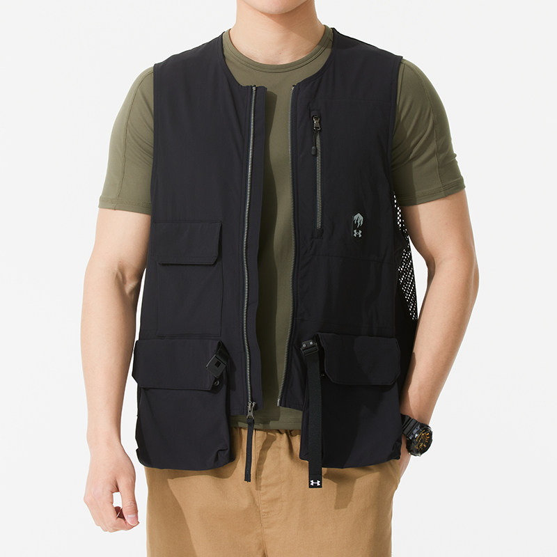 安德玛UA马甲男上衣官方正品运动服跑步坎肩马夹户外无袖外套