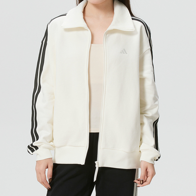 阿迪达斯女装针织夹克外套2026春季新款白色休闲薄绒运动服KS2817