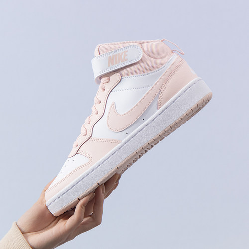 NIKE耐克女子运动鞋COURT BOROUGH MID 2 高帮粉色休闲板鞋CD7782