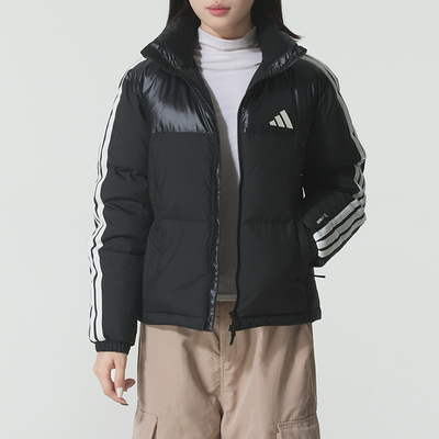 adidas阿迪达斯黑色短款羽绒服女装25新款秋冬季保暖厚外套KC5894