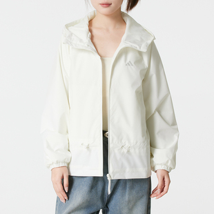 adidas阿迪达斯梭织连帽夹克加绒外套女装26新款白色运动服KS2809