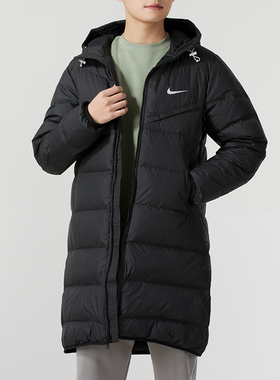 Nike耐克长款羽绒服男女款冬季新款运动服保暖夹克羽绒外套HQ4185