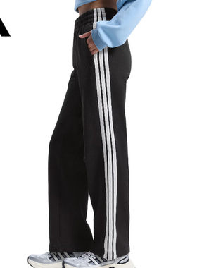 阿迪达斯女裤2026新款三条纹运动裤直筒休闲裤跑步训练长裤KS2819