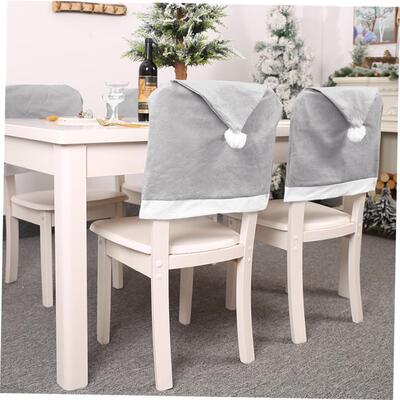 Christmas Decoration Gray Non-woven Big Hat Chair Cover