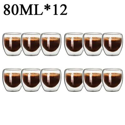 2-18PCS Double Wall High Borosilicate Glass Mug Heat Resista