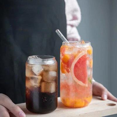 360/500ml Glass Cup Reusable Straw Coke Cup Transparent Wate