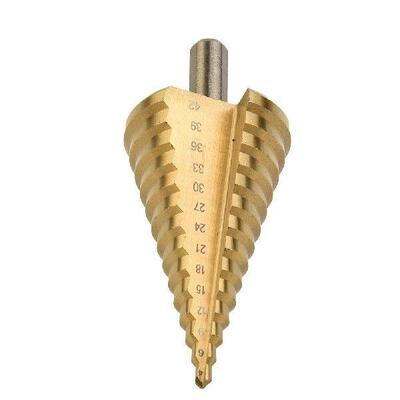 HSS Steel Titanium Step Drill Bit, 4 42mm, Round Handle