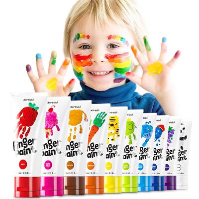 Safe rainbow finger paint for Toddlers 6 Colors Washable toy