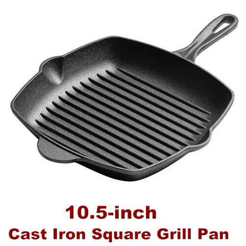 Cast Iron Square Grill Pan Pre-Seasoned Griddle Pan Stove