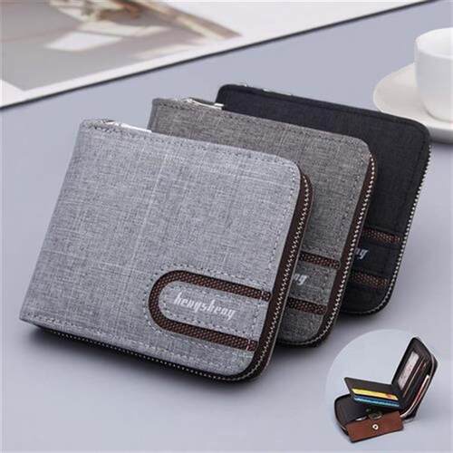Casual Mens Short Wallet Solide Short Wallets Men Zipper V