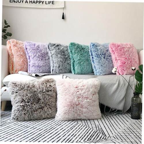 European solid color plush pillowcase sofa cushion cover