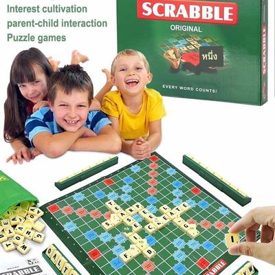 Scrabble Board Puzzles Game Jigsaw-Words Spelling-Table Kids