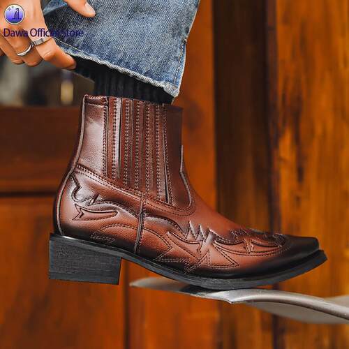 男女尖头高跟西部牛仔靴 Western Cowboy Boots Men Women Shoes