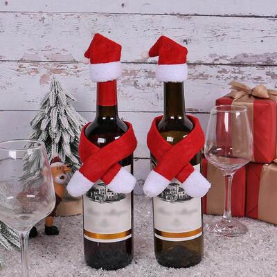 圣诞节Christmas Non woven scarf Wine bottle cover decoration