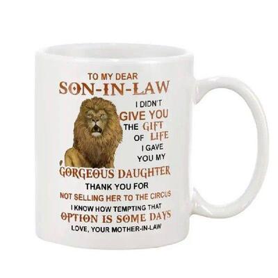 300-350ml Coffee Cup Son-in-Law Written Ceramic Tea Mug Tea
