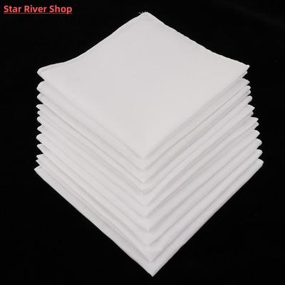 10pcs Mens White Handkerchiefs Square Super Soft手帕
