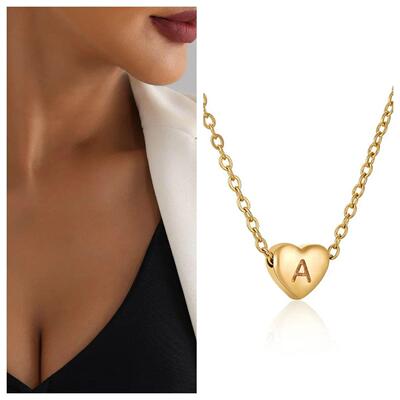 Minimalist Small Love Initial Charm Necklace Jewelry Stainle