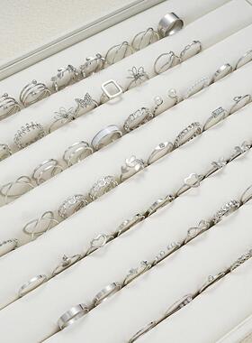 Rings set 66 pieces跨境首饰冷淡风花朵蝴蝶银色戒指组套66件套