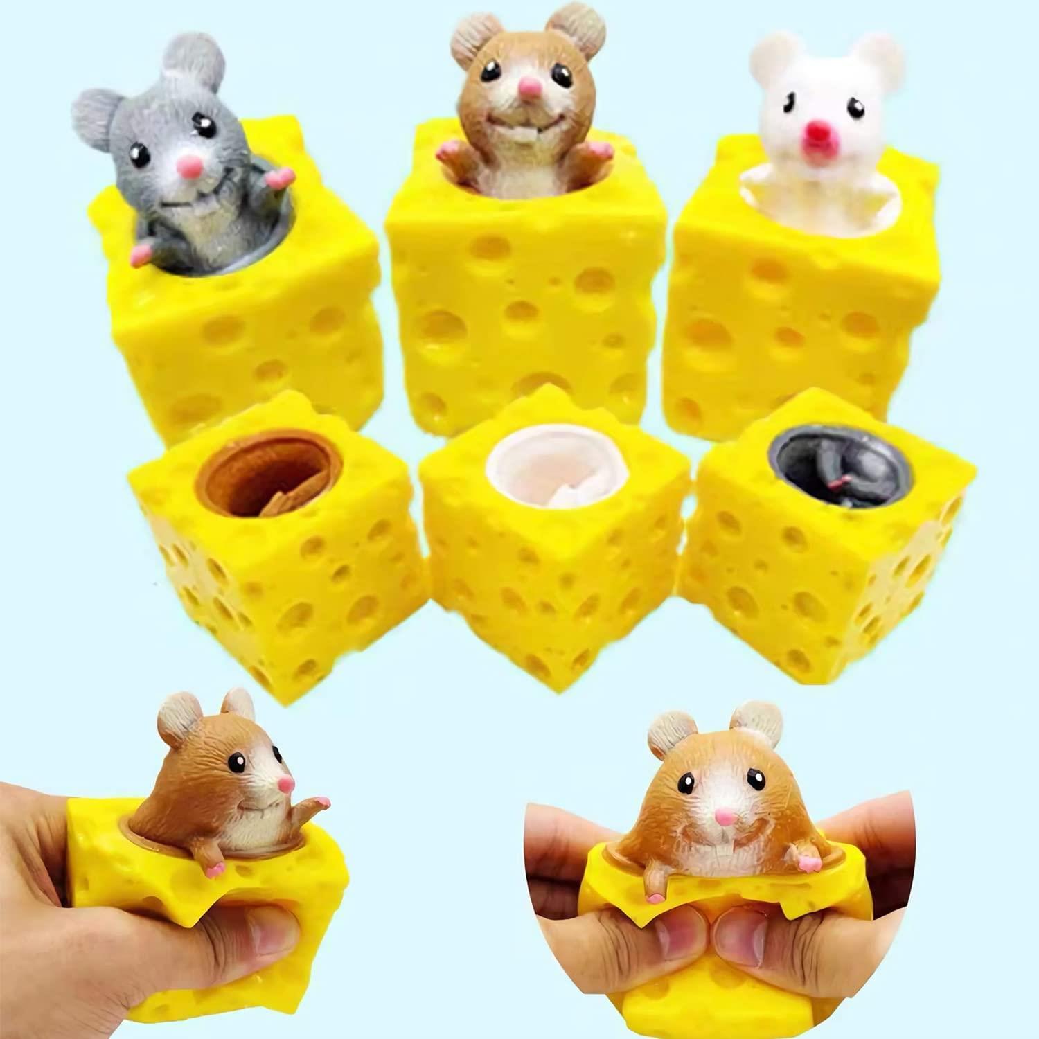 2Pcs Fidget Toys Mouse Cheese Cup Squishy Balls芝士捏捏乐杯