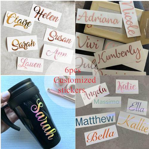 6pcs/set 4inch(10cm) Personalized Name Viny Decals Stickers