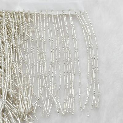 10cm glass Beaded Fringe Lamp Costume Trim Crafts 1 yard sil