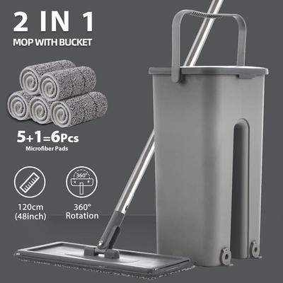 Hand Free Flat Floor Mop And Bucket Set For Professional Hom
