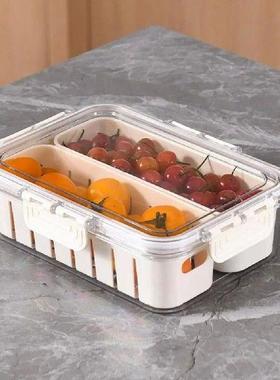 Food Storage Box Double-layer Crisper Box with Drain Basket