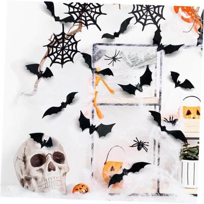 Double Skull Rose Halloween 3d butterfly wall stickers 墙贴