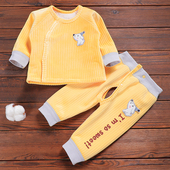 婴幼儿保暖套装 宝宝加绒亲肤秋衣分体套装 新生儿保温睡衣男宝女宝