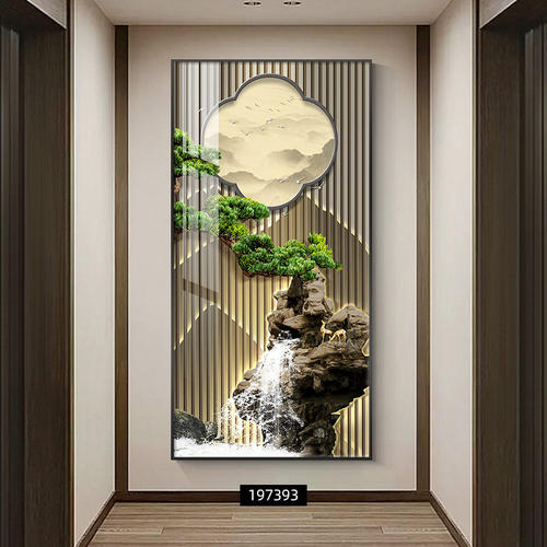 现代轻奢玄关装饰画入户门正对墙画高档大气客厅过道走廊尽头挂画