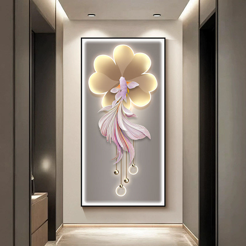 立体镶钻轻奢玄关挂画走廊过道灯光现代简约高级感入户客厅装饰画