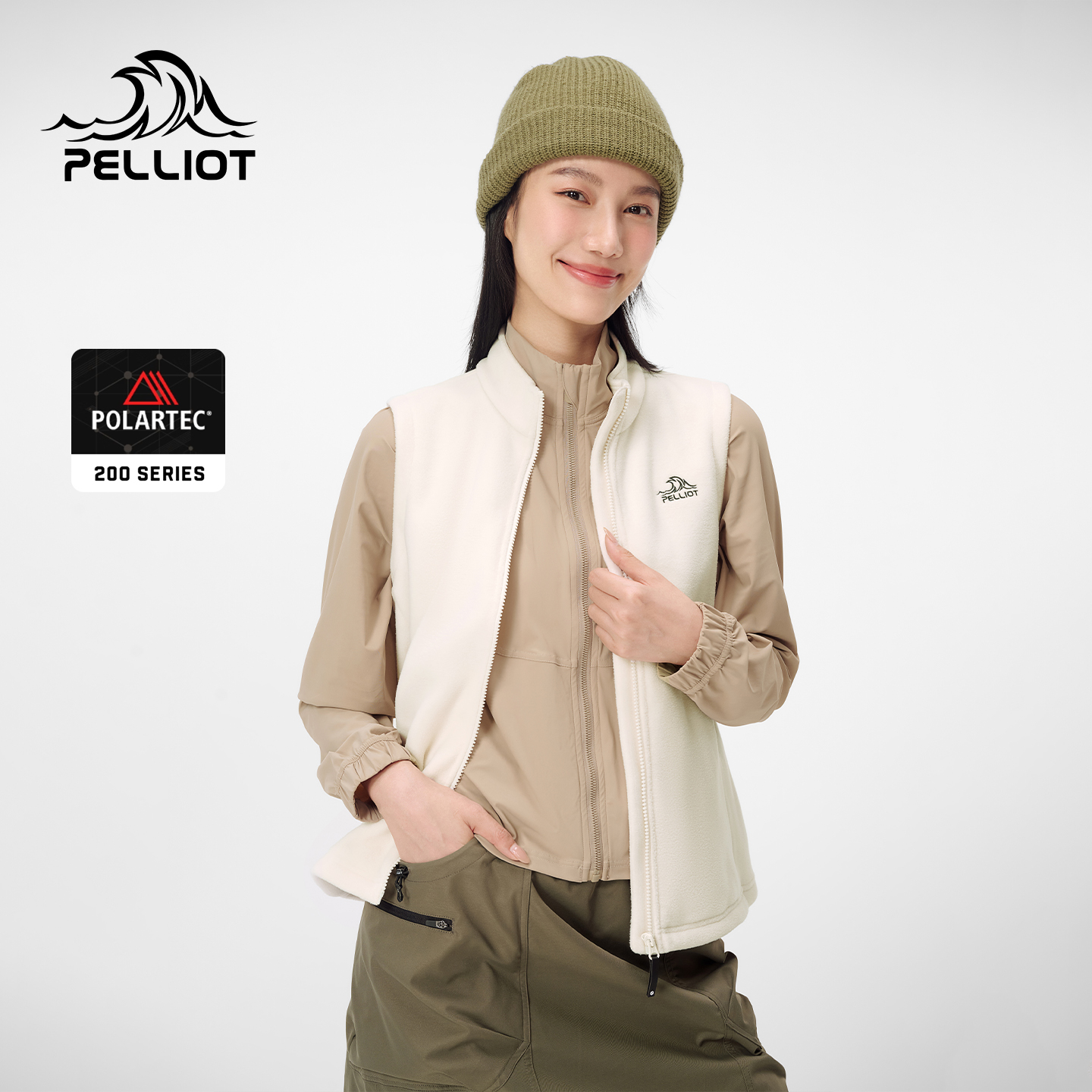 伯希和户外亲肤保暖轻量抓绒马甲