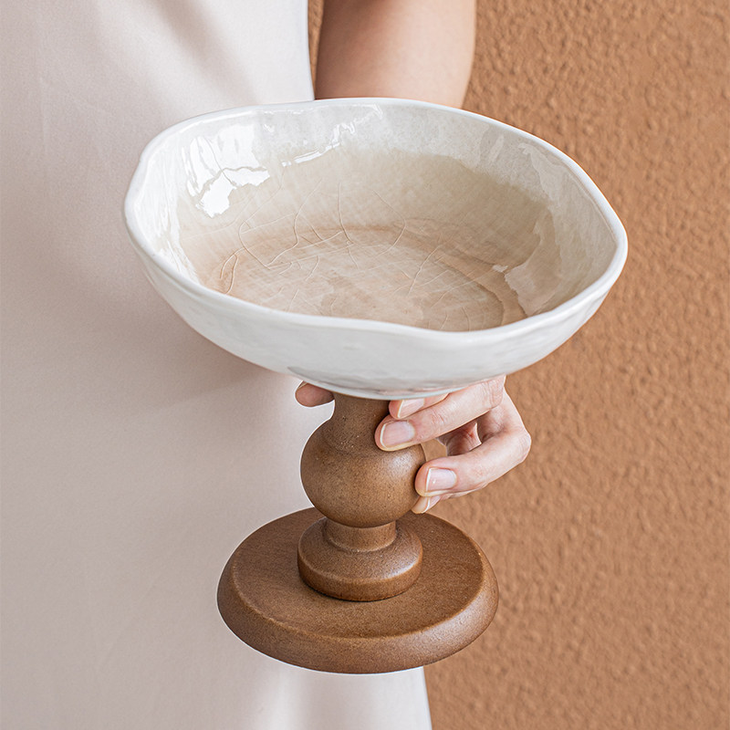 小悠家〖釉见冰裂纹〗陶瓷水果盘客厅茶几零食茶点摆放盘糖果盘