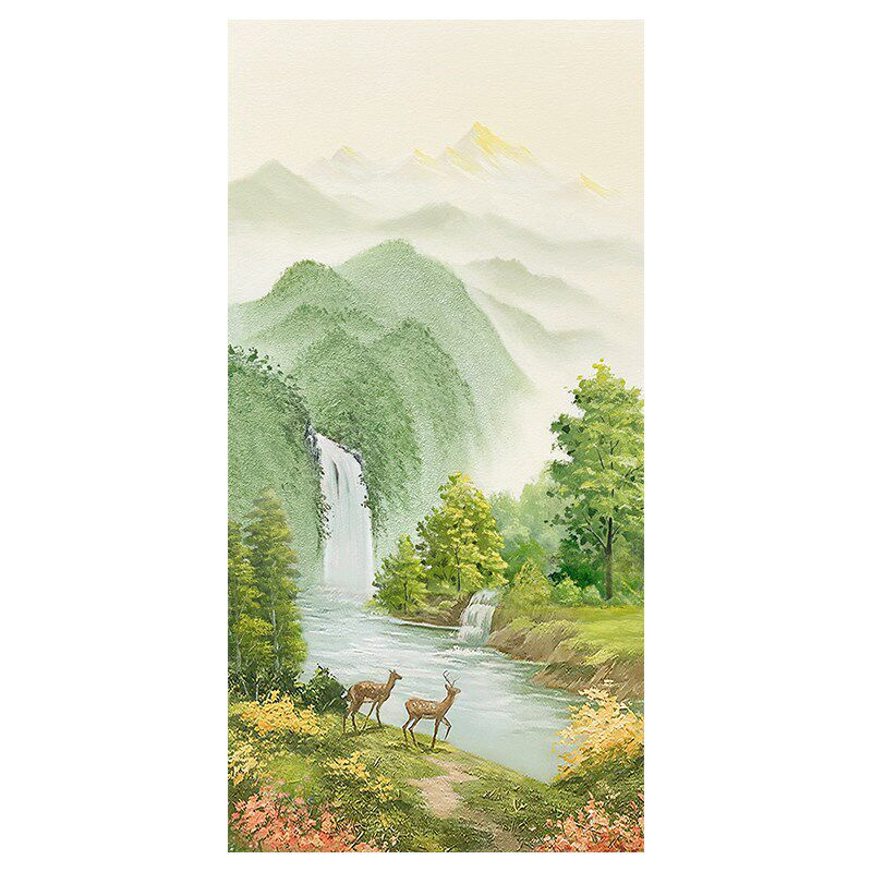 速发家居饰品青山巍峨纯手绘油画风景山水玄关挂画装饰画