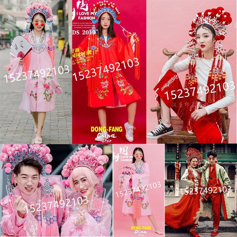 速发戏剧戏曲盔头凤球凤冠影楼摄影主题服装新娘成人七星绒冠国潮