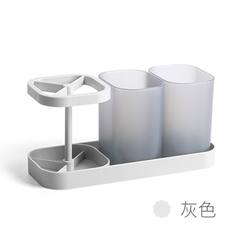 速发创意情侣牙刷置物架免打纳浴室台面整漱收孔盒牙膏漱口杯洗理