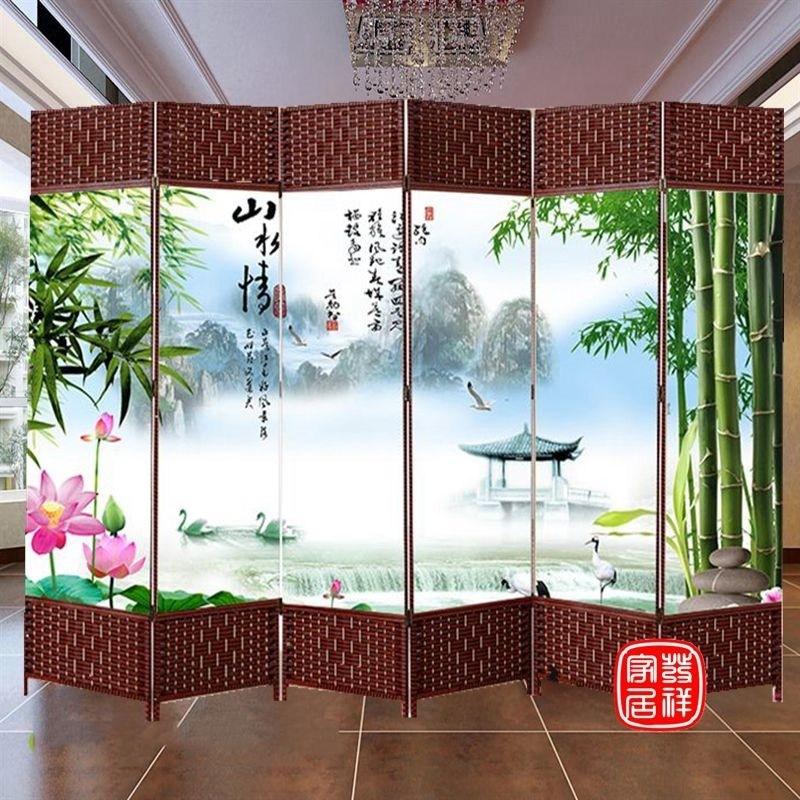 速发中式屏风艺断卧室折叠布简屏风玄关隔断办公酒店屏风隔约移动