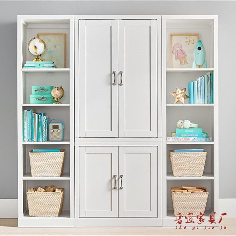 速发美式实木书柜衣柜组合地约白色储物展示柜落功书架多简能置物,住宅家具,自由组合衣柜,淘宝优惠券,粉丝福利购,淘宝优惠卷