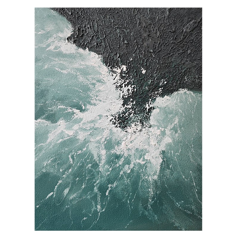 速发HESD.T手绘《礁石海岸》现代侘寂风客厅抽象画肌理玄关油画