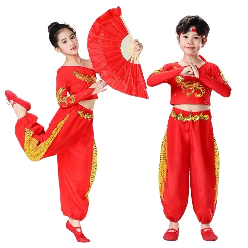速发少年志舞蹈服装少年国演出服儿童中志打子舞蹈服古典小学生扇