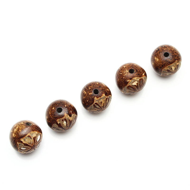 现货速发金斑莲菩提子双面莲花圆珠隔珠配珠手链手串佛珠配件配饰