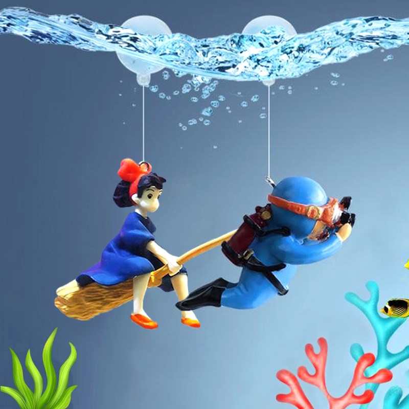 速发鱼缸潜水员蓝浮子造景小摆件装饰海底世界胖水小漂浮球悬浮装