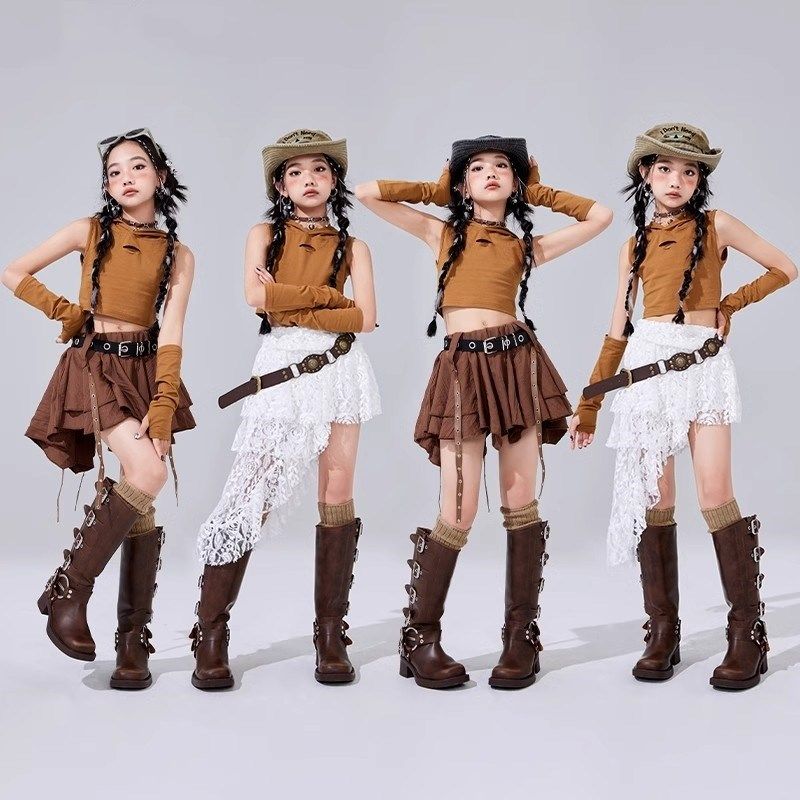 速发爵土舞服装风废士孩练功服走秀演出服街舞少儿嘻哈潮服表演套