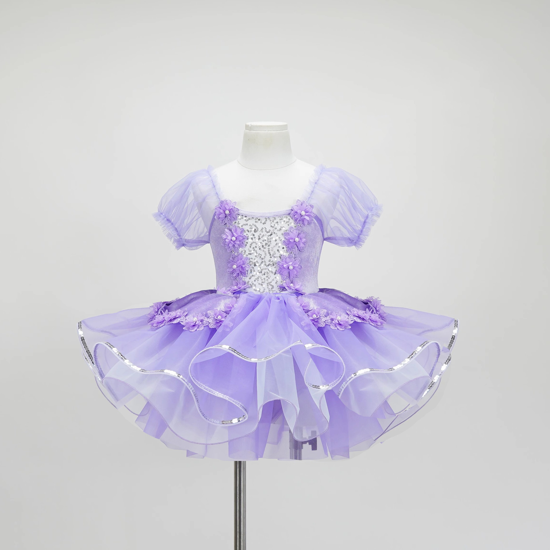 速发儿童蓬蓬主演出服新款童幼儿园舞可服蹈爱亮片纱裙公裙裙表演